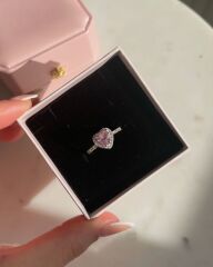 kararmaz çelik    İNCİLİ ZİRKON  PEMBE KALP   kolye yüzük hediye seti ,kombin kolye yüzük takımı