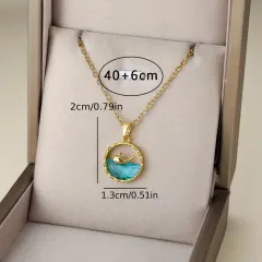 özel tasarım mavi deniz yunusu çelik  kolye gol renk kadın kolye