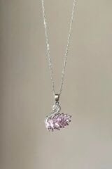 kararmaz çelik pembe zirkon taş kuğu kolye ve pembe lotus mum özel hediye sepeti