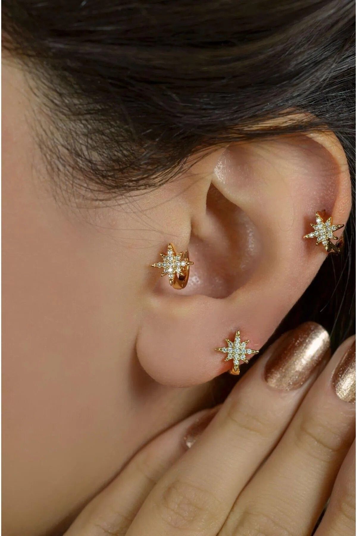 KUZEY YILDIZI EARCUFF SIKIŞTIRILABİLİR AYARLANABİLİR KUZEY YILDIZI EARCUFF KÜPE