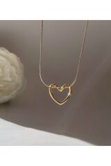 ikili kararmaz çelik kolye kuzey yıldızı kolye ve düğüm kalp kolye gold renk çelik kolye