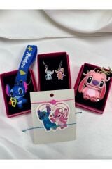 lilo ve stitch kombin çift ve arkadaşlık seti ayıcık kolye ve bileklik altılı kombin hediye seti