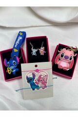lilo ve stitch kombin çift ve arkadaşlık seti ayıcık kolye ve bileklik altılı kombin hediye seti