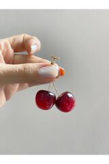BOTTEGA GÖZYAŞI DAMLASI ÇELİK KÜPE VE SALLANTILI KİRAZ KÜPE İKİLİ SET KÜPE