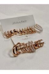 ÇOKLU KOMBİN İNCİ KÜPE SETİ KLİPSLİ VE METAL ARKALIKLI KADIN  HALKA KÜPE SETİ