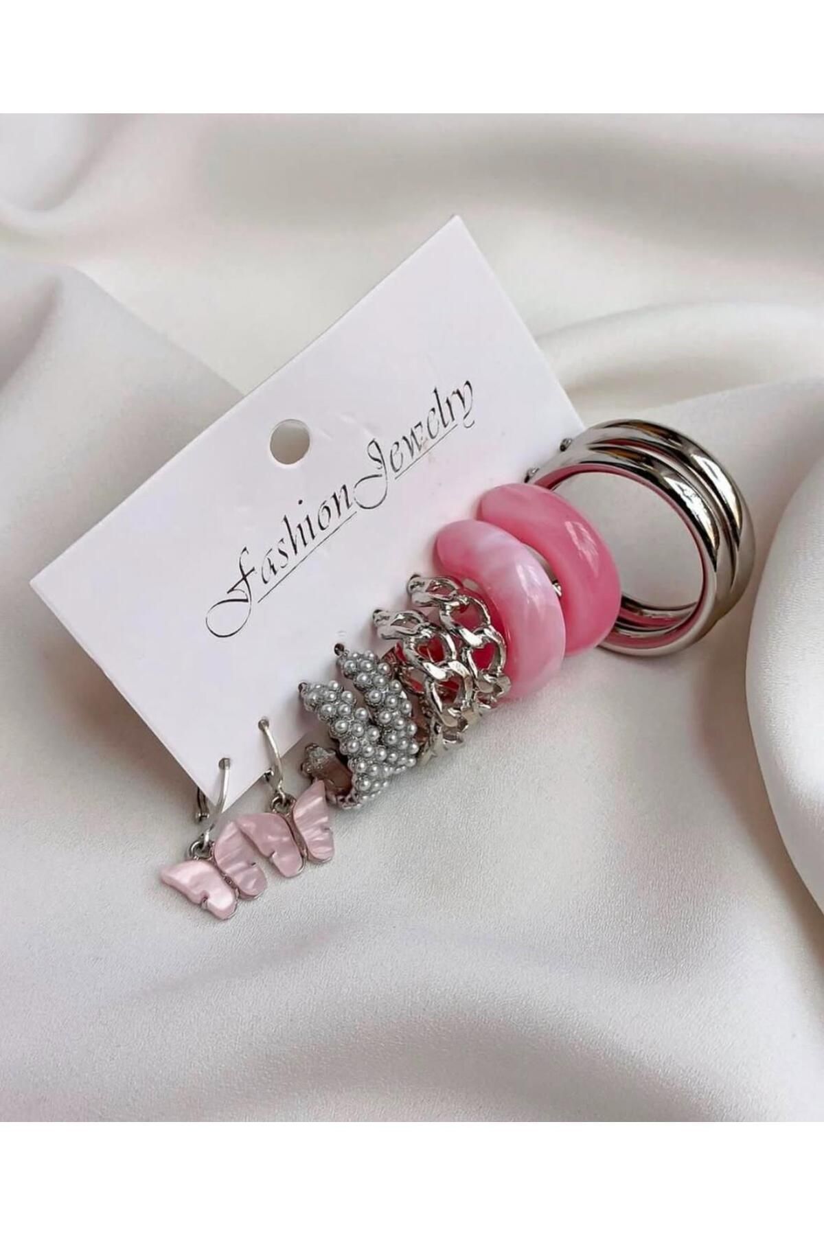 çoklu inci detaylı kombin küpe seti kadın küpe halka küpe zirkon küpe