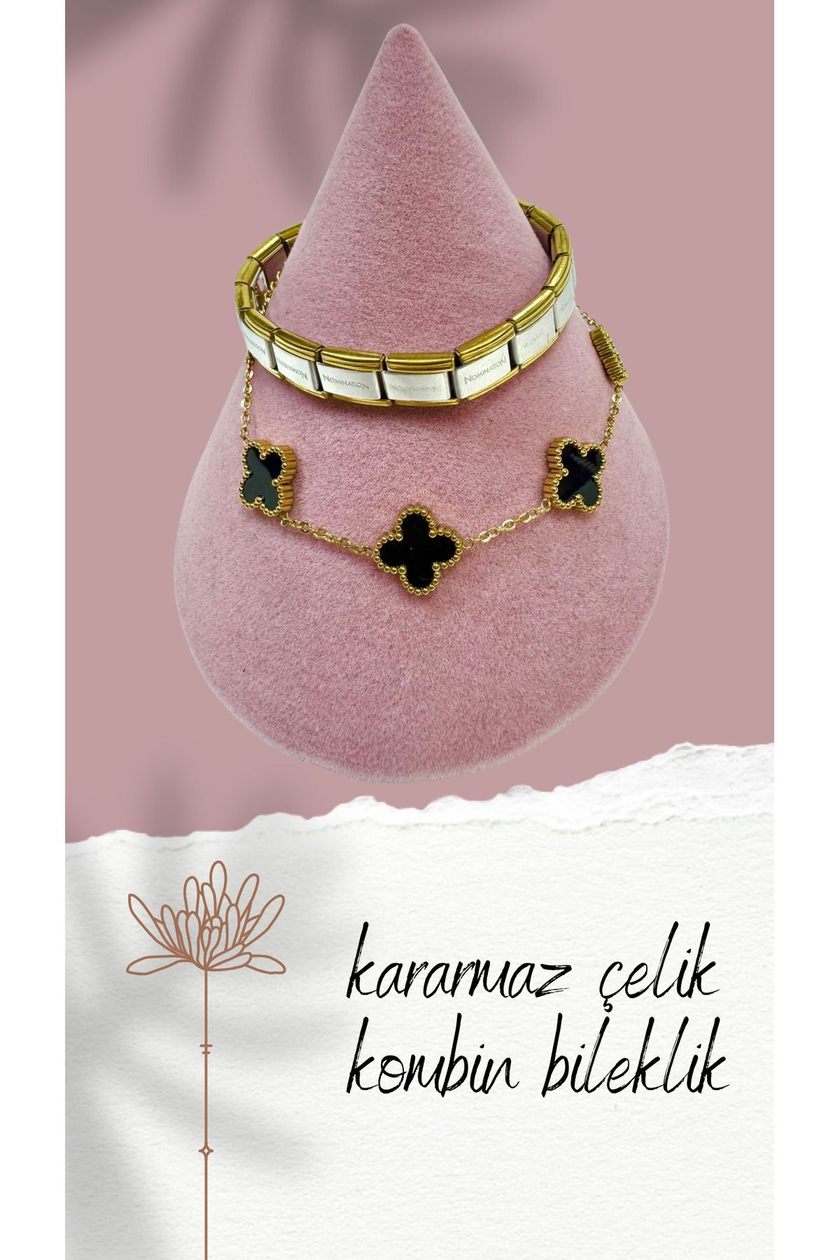 çelik italyan bileklik ve kombin bileklik seti kararmaz takı kombini kadın çelik bileklik