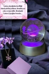 Kararmaz Çelik Mor Lotus Kolye 3d Satürn Kız Renk Değiştiren Küre Hediye Seti Yıldönümü Hediye