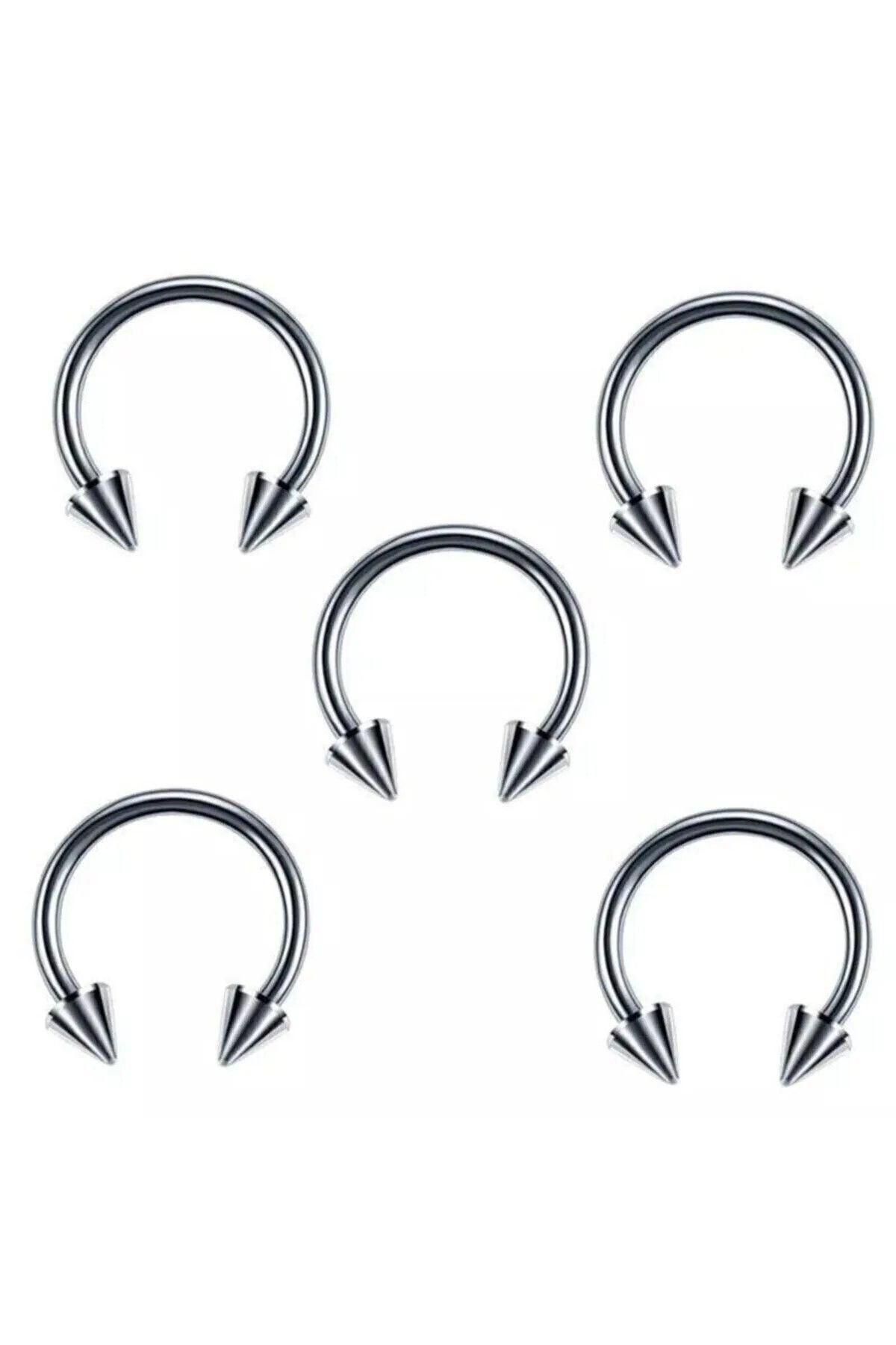 316l Cerrahi Çelik Gümüş Renk 5li Set Tragus Helix Piercing