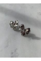 pola kurdele fiyonk küpe silver küpe kadın minimal küpe