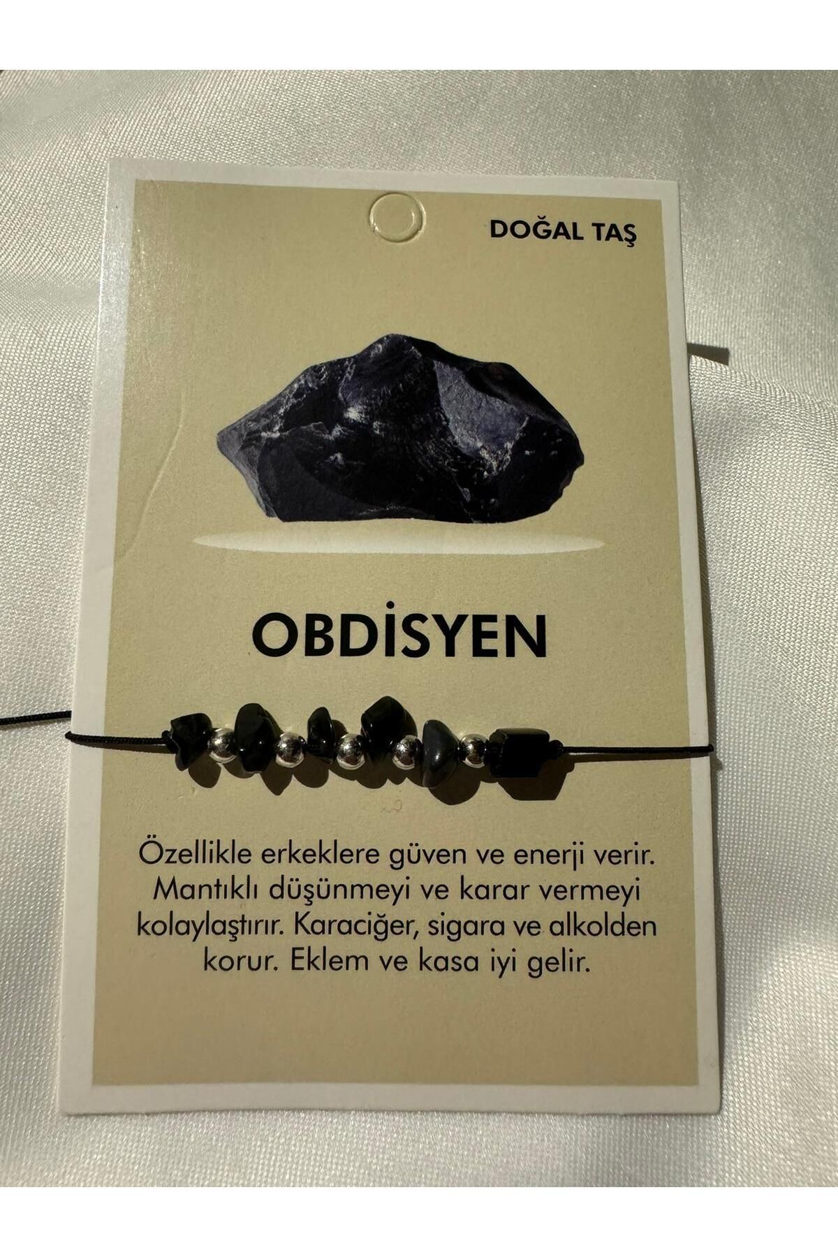 Obsidyen  Doğal Taş Bileklik  Çakra