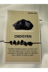 Obsidyen  Doğal Taş Bileklik  Çakra