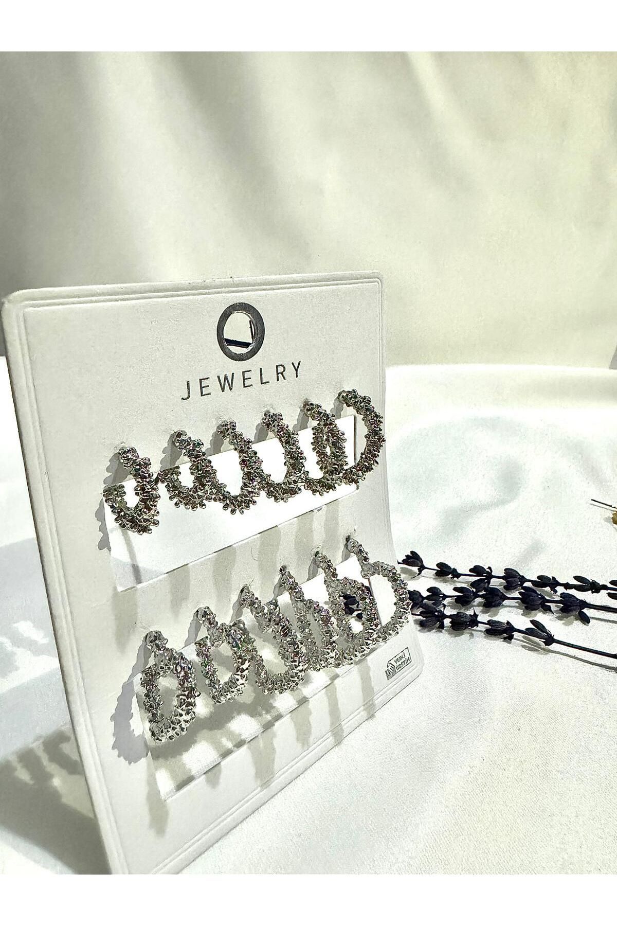 12li set   kadın tırtıklı  halka küpe ve kalp küpe detaylı kombin set