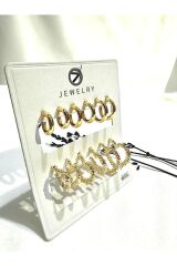 12li set   kadın halka küpe ve  tırtıklı kalp küpe detaylı kombin set