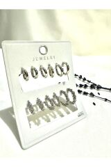 12li set   kadın halka küpe ve tırtıklı halka küpe detaylı kombin set
