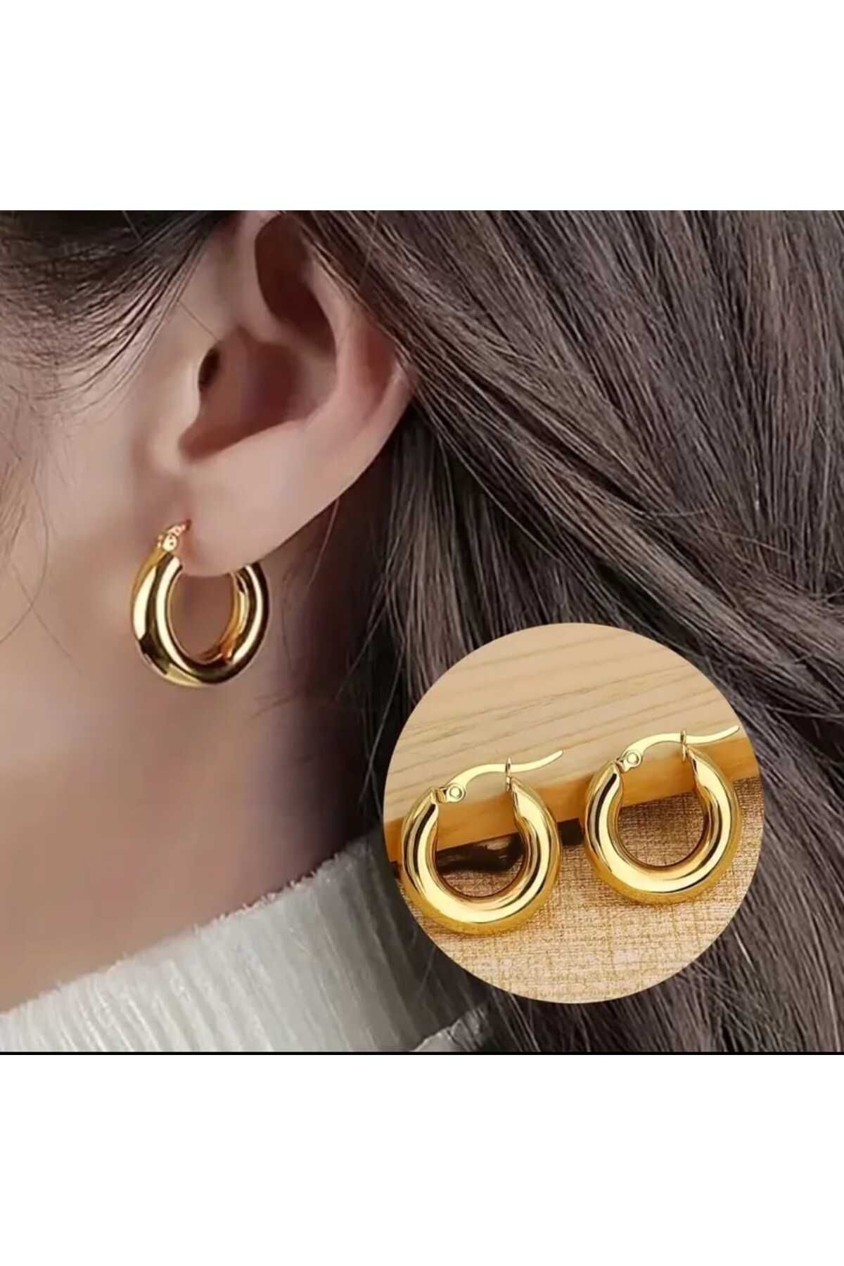 Kadın Gold Halka Küpe 2cmx2cm