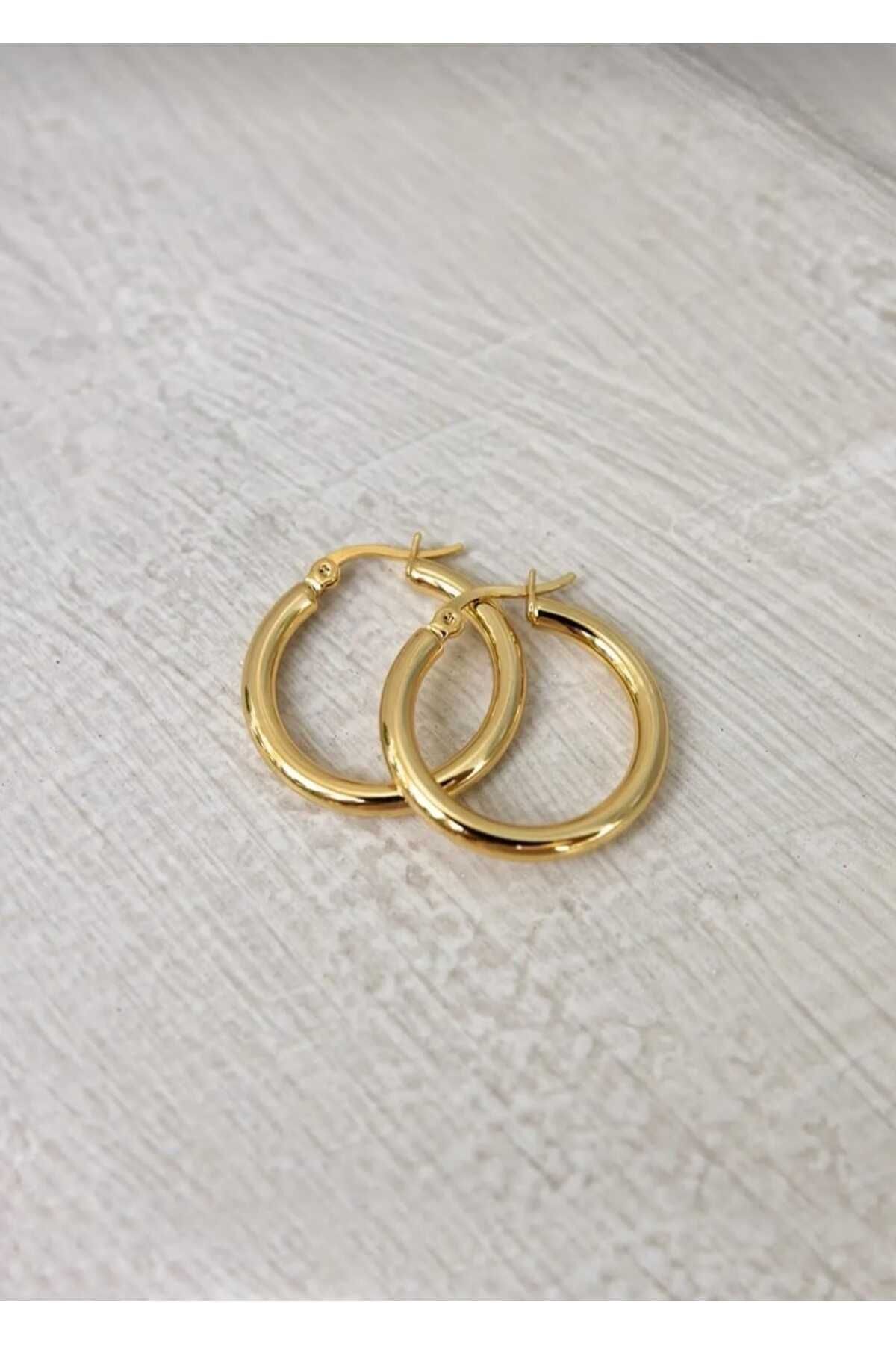 Kadın Gold Halka Küpe 3cmx3cm