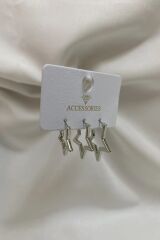 yıldız küpe 3lü karışık kombin set