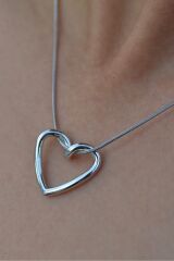 Çelik Valentine’s Düğüm Kalp Kolye İçi Boş Kalp Silver