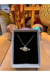 Renk değiştiren led ışıklı cam satürn kız küre dolunay lamba kristal top ve zirkon satürn kolye