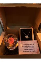 Renk değiştiren led ışıklı cam satürn kız küre dolunay lamba kristal top ve zirkon satürn kolye