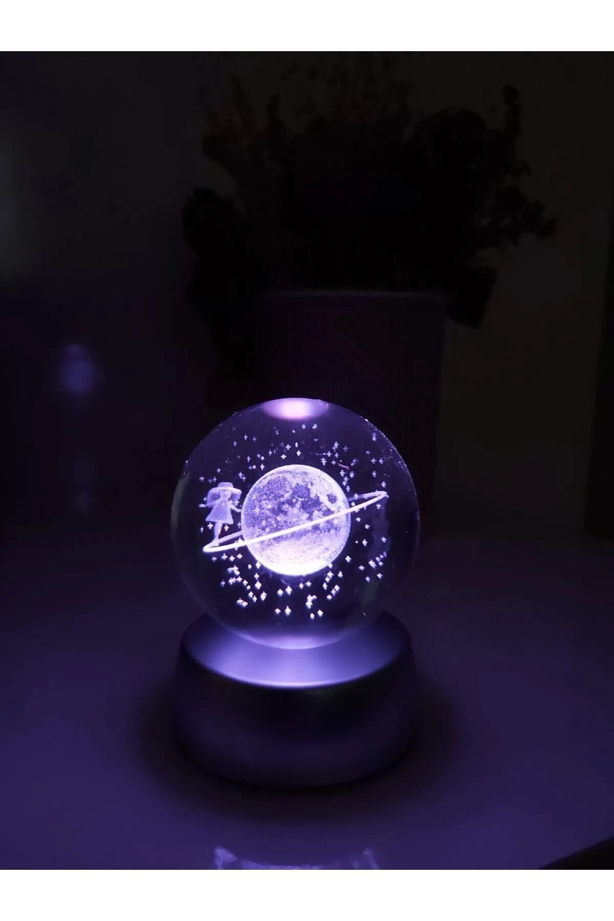 Renk Değiştiren Çok Renkli Satürn Küre Sevgili Anne Arkadaşa Hediye 3d Işıklı Ledli Cam Küre