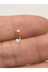 Cerrahi Çelik Piercing Küpe Zirkon Taşlı ve Toplu Halka Model Gold Renk