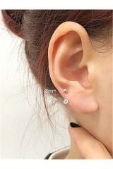 Cerrahi Çelik Piercing Küpe Zirkon Taşlı ve Toplu Halka Model Gold Renk