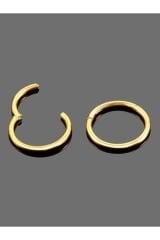 316l Cerrahi Çelik 1 Adet Klipsli Tam Halka Piercing Kararmaz (1 MM İNCE BARLI) Gold