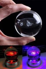 Dekoratif Cam Küre Renk Değiştiren Led Işıklı Gezegenler Güneş Sistemi Küre