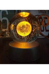 Dekoratif 3d Samanyolu Temalı Satürn Kız Işıklı Cam Küre Kristal Saturn Küre