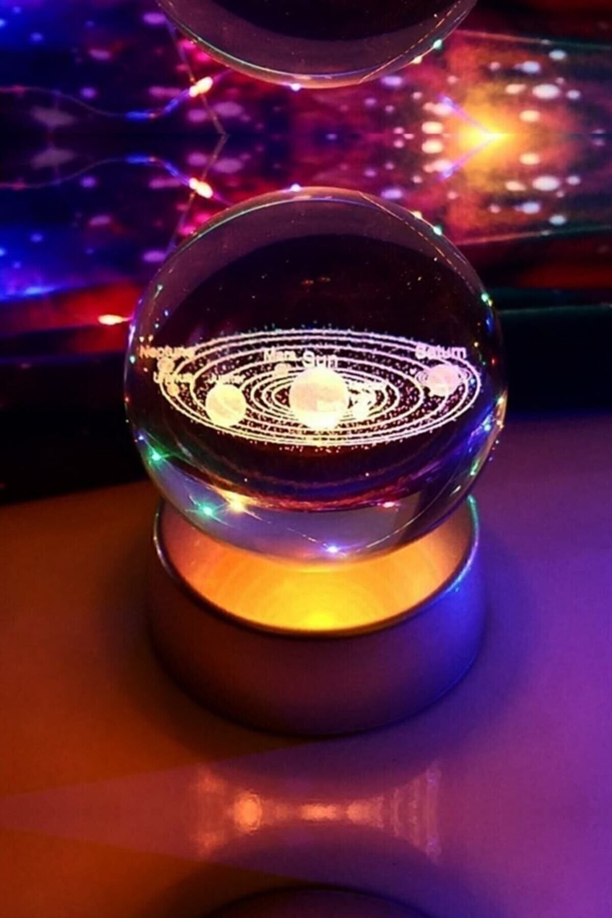 Gezegen Cam Küre Işıklı 3d Led Işık Dekoratif Hediyelik