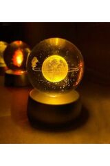 (KIRILABİLİR) Satürn Kız Işıklı 3D Renkli LED Işıklı Küre Dekoratif Hediyelik