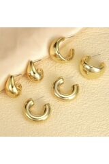 3 adet gold küpe 3 adet gümüş küpe gözyaşı bottega halka küpe çoklu kadın küpe