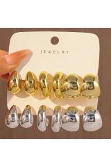 3 adet gold küpe 3 adet gümüş küpe gözyaşı bottega halka küpe çoklu kadın küpe