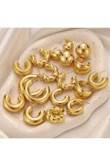 9 çift küpe seti bombe küpe bottega küpe halka küpe tırtıklı küpe kadın gold küpe seti 9 çift