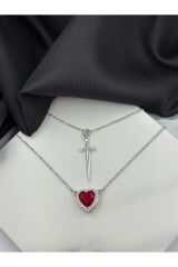 kararmaz çelik kalp kılıç kolye ve kokulu pembe lotus mum hediye seti pamuk prenses ve avcı kolye
