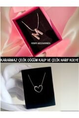 kararmaz çelik balon m harf kolye kararmaz garantili kararmaz çelik balon harf kolye