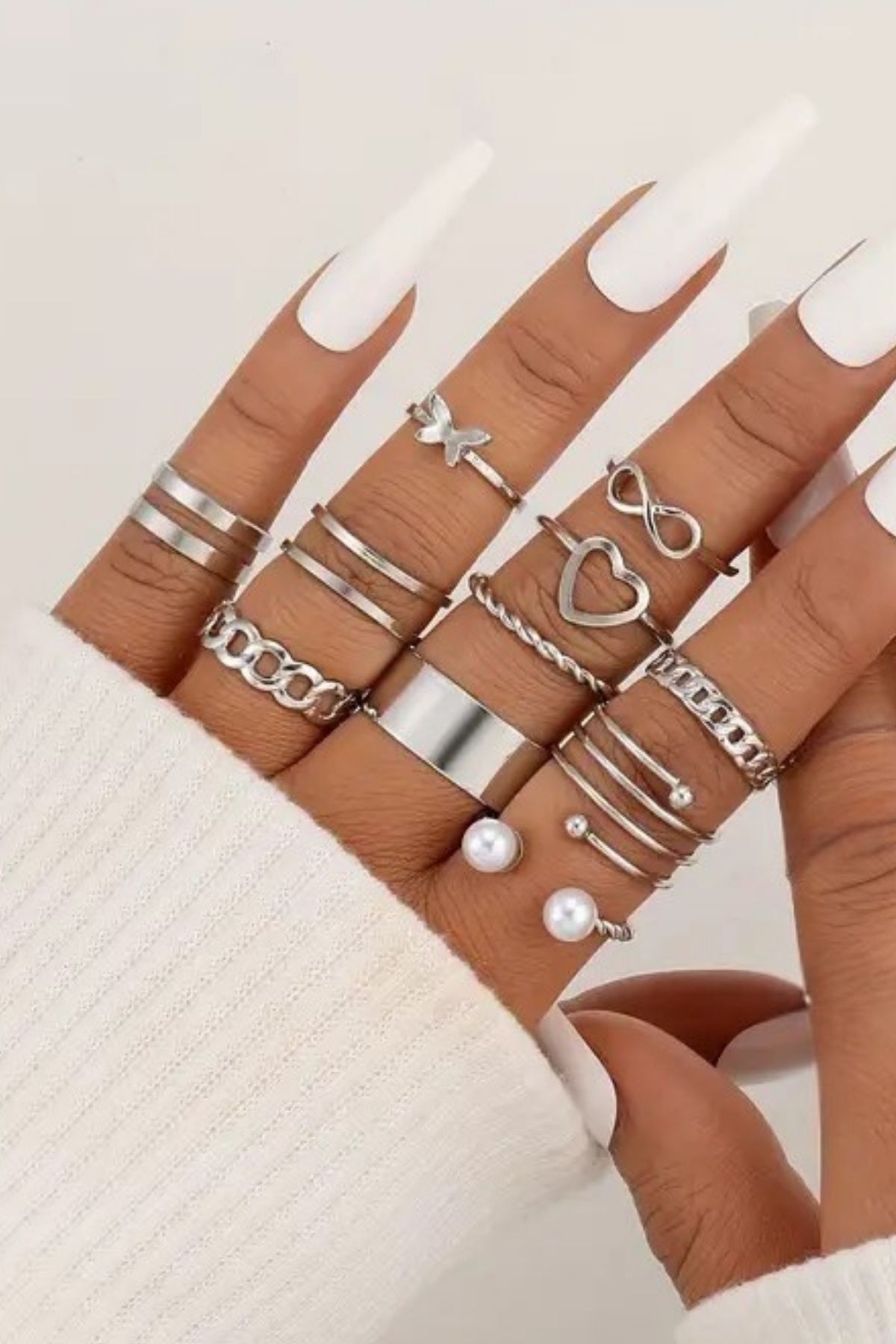 11 adet ayarlanabilir eklem yüzük seti kombin kadın yüzük seti çoklu yüzük yüzükseti-060